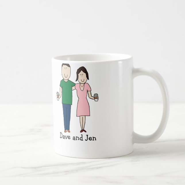 Taza personalizada pares cariñosos del dibujo (Derecha)