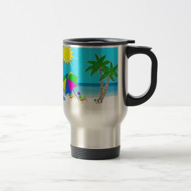 Taza personalizada playa tropical del viaje del (Derecha)