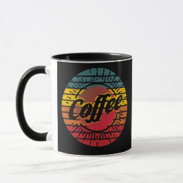 Taza personalizada puesta de sol retro de café