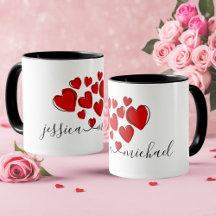 Taza Personalizada Romántica de Amor y Corazones U