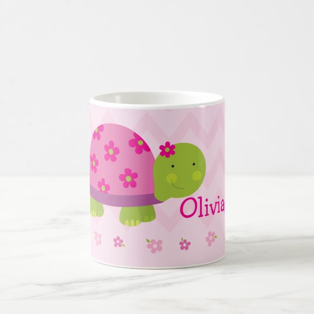 Taza personalizada rosa lindo de la tortuga para (Centro)