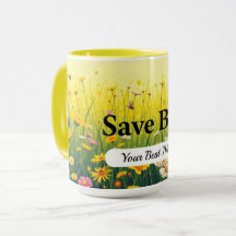 Taza personalizada Save Bees Dot