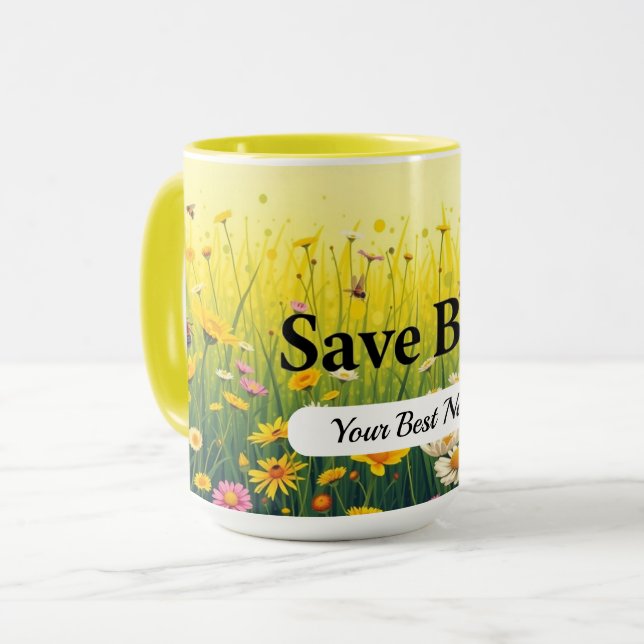 Taza personalizada Save Bees Dot (Anverso izquierdo)