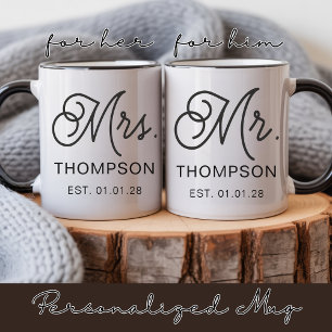 Taza personalizada Sr y Sra Regalo de Boda para pa
