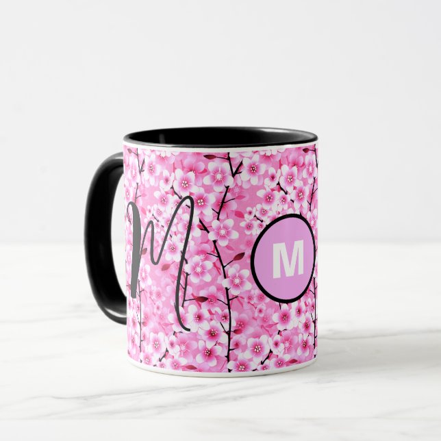 Taza Personalizada | Taza con Monograma Floral Ros (Anverso izquierdo)