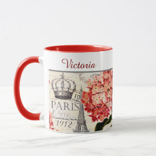 Taza personalizada Torre Eiffel y hortensia