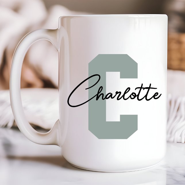 Taza personalizada verde salvia, regalo del día de (personalized coffee mug, custom anniversary gift, custom name gift, mug for mom, custom mom mug)