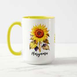 Taza Personalizada Vintage de Girasoles con Nombre