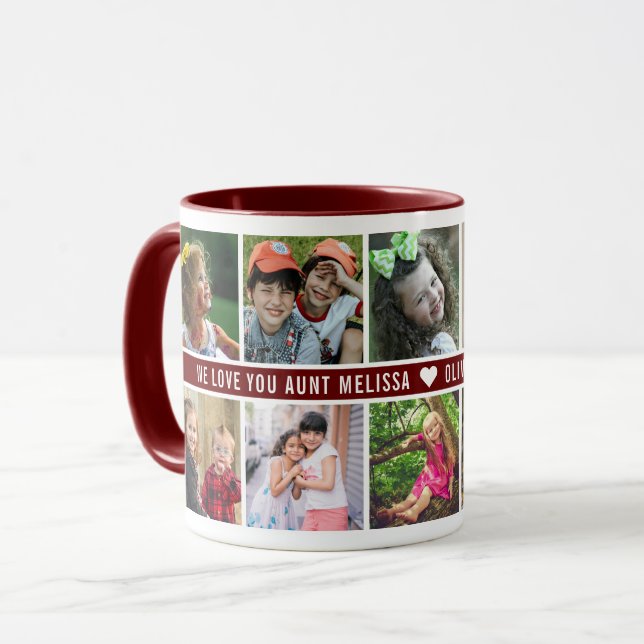 Taza Personalizado 10 Collage de fotos te queremos tía  (Anverso izquierdo)
