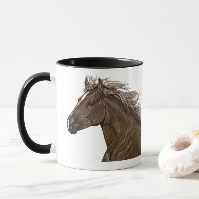 Taza Personalizado 11oz Horse Mug Mensaje Cambiable De  (Con donut)