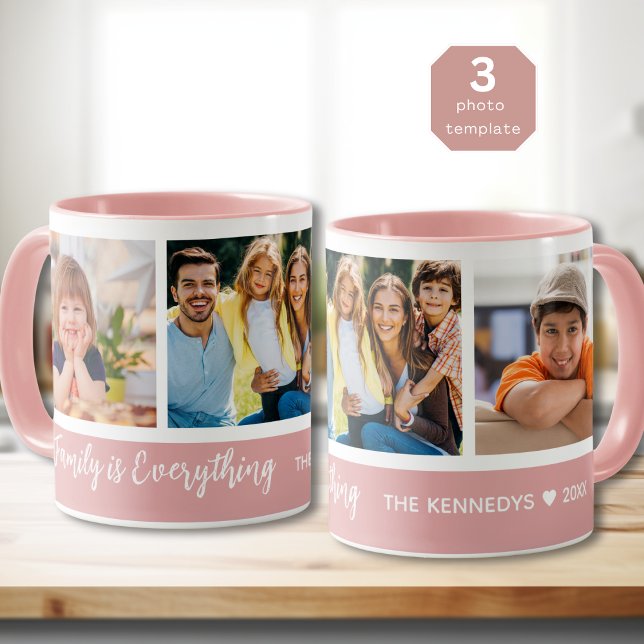 Taza Personalizado 3 Collage de fotos Nombre Familia Ci (Subido por el creador)