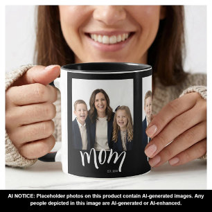 Taza Personalizado 3 Foto Mamá Hijos Año Establecido