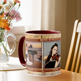 Taza Personalizado 3 Foto Música temática Mug