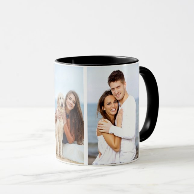 Taza Personalizado 3 Photo Combo Mug - Blanco Negro (Anverso derecho)