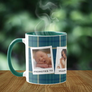 Taza Personalizado 4 Foto Ascendido a Plaid de Abuelo 