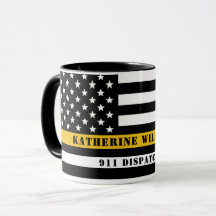 Personalizado 911 Dispatcher USA Flag Thin Gold Li