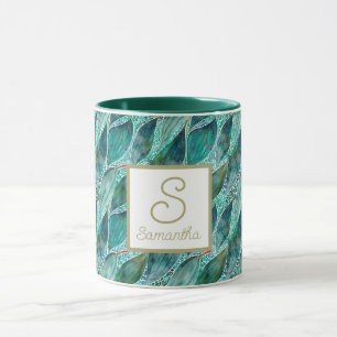 Taza Personalizado acuarela Eucalyptus Blue River Leave