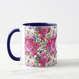 Taza Personalizado acuarela Fuchsia Blooms