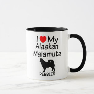 Taza Personalizado, amo a mi perro malamute de Alaska