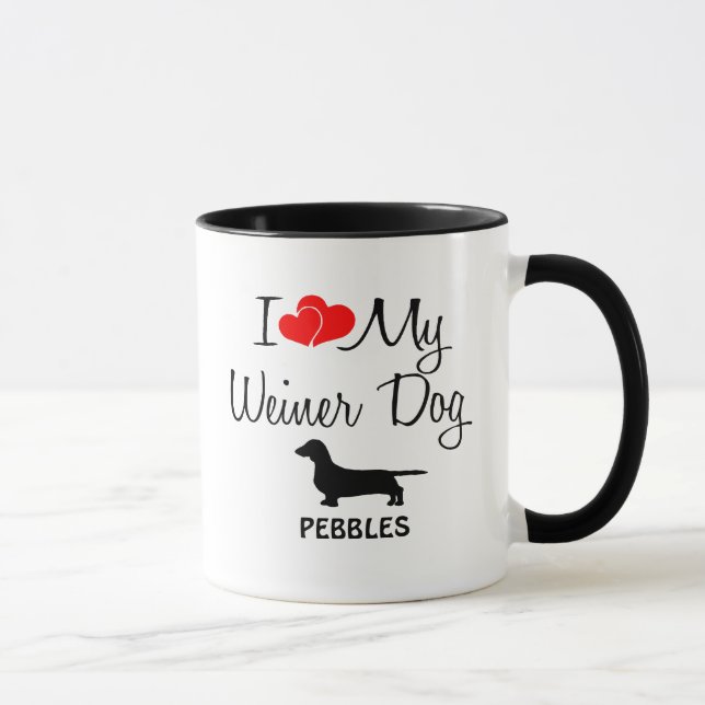 Taza Personalizado Amo A Mi Perro Weiner (Derecha)