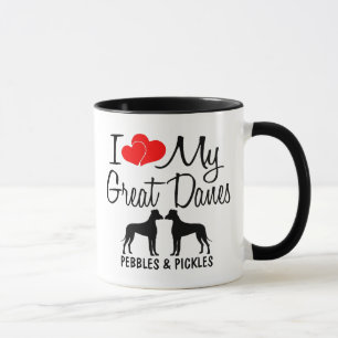 Taza Personalizado, amo a mis dos grandes pandillas dan