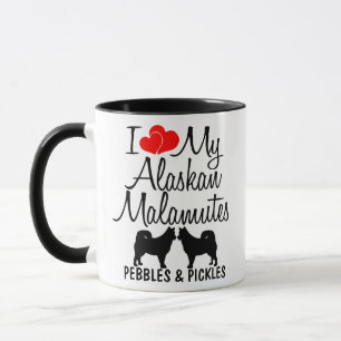 Taza Personalizado, amo a mis dos malamutes alascánicos