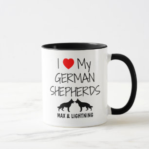 Taza Personalizado Amo A Mis Dos Pastores Alemanes