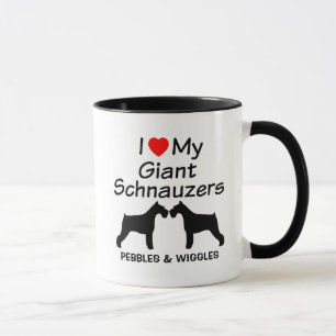 Taza Personalizado, amo a mis dos perros Schnauzer giga