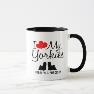 Taza Personalizado, amo a mis dos Yorkies