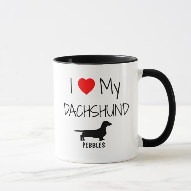 Taza Personalizado Amo Mi Dachshund (Derecha)