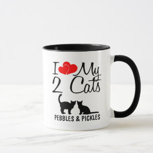 Taza Personalizado Amo Mi Mug De Dos Gatos