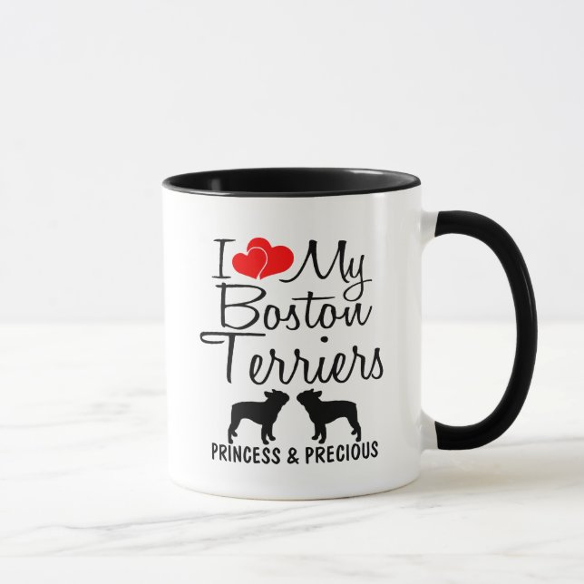 Taza Personalizado Amo Mi Perro De Boston (Derecha)