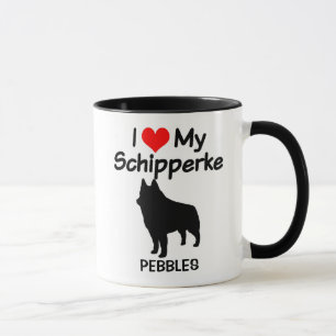 Taza Personalizado Amo Mi Silhouette De Perro Schipperk