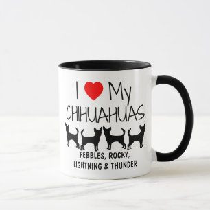 Taza Personalizado Amo Mis Cuatro Chihuahuas