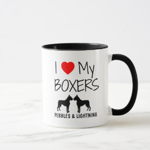 Taza Personalizado Amo Mis Dos Boxeadores