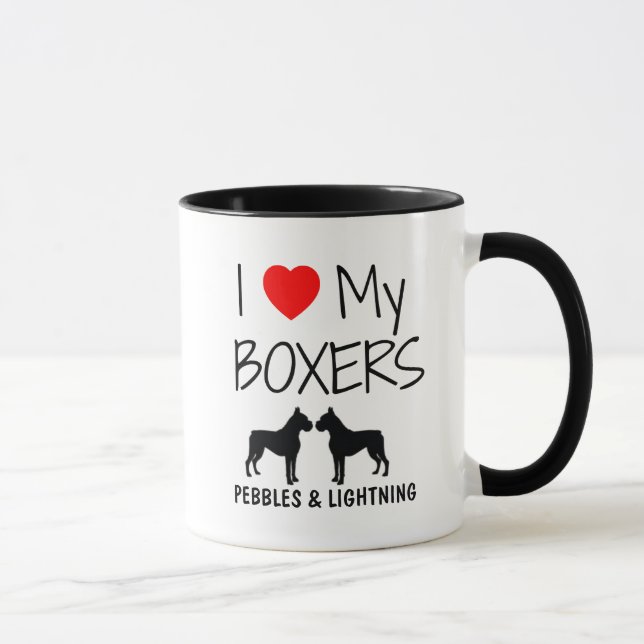 Taza Personalizado Amo Mis Dos Boxeadores (Derecha)