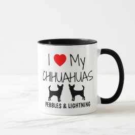 Taza Personalizado Amo Mis Dos Chihuahuas