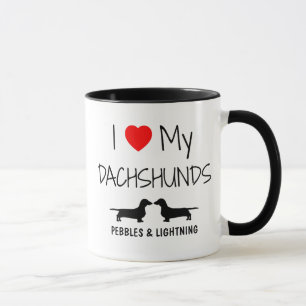 Taza Personalizado Amo Mis Dos Dachshunds