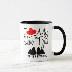 Taza Personalizado Amo Mis Dos Mug Shih Tzus