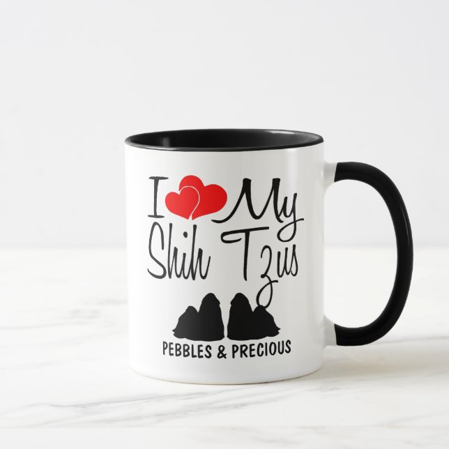 Taza Personalizado Amo Mis Dos Mug Shih Tzus (Derecha)