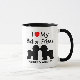 Taza Personalizado Amo Mis Dos Perros De Bichon Frise