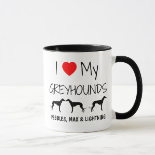 Taza Personalizado Amo Mis Tres Greyhounds