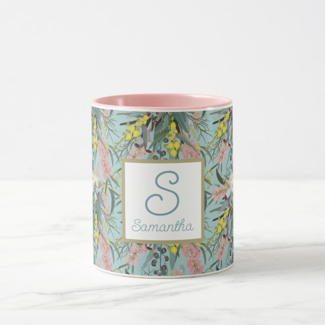 Taza Personalizado Aussie Native Bush florece azul vera (Centro)