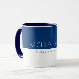 Taza Personalizado azul de la marina moderna Nombre y t