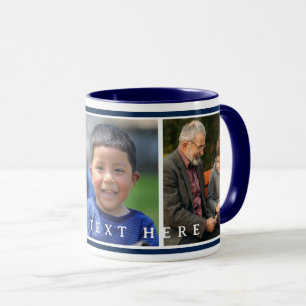 Taza Personalizado azul de la marina simple Día de los