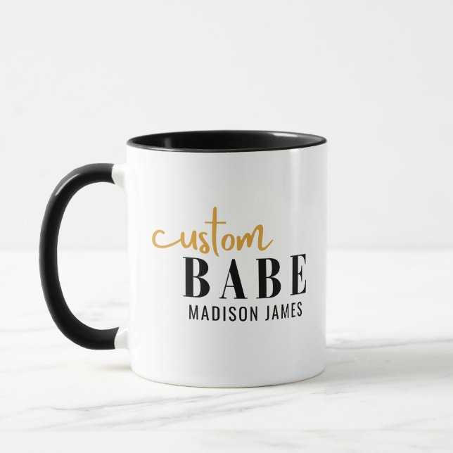 Taza Personalizado Babe Gracioso Diciendo Nombre Person (Izquierda)