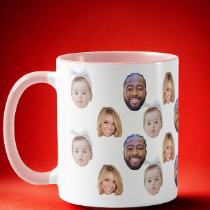 Taza Personalizado Baby Dad Mom Face Mug Baby 3 Fotos