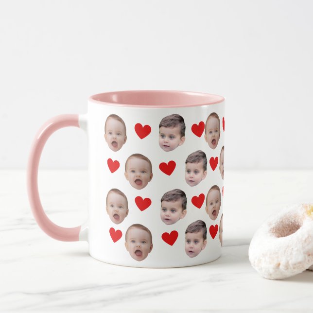 Taza Personalizado Baby Face Photo Mug | Regalo del abu (Con donut)