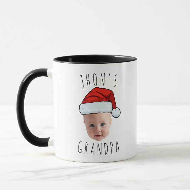Taza Personalizado Baby Face Santa Hat Navidad Foto (Izquierda)