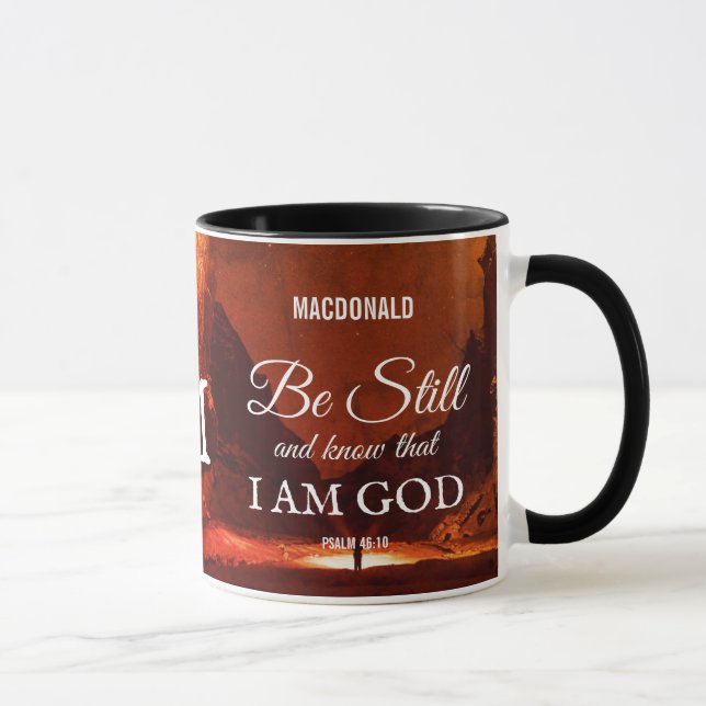 Taza Personalizado BE TODAVÍA Y CONOCE Monograma Cristi (Derecha)